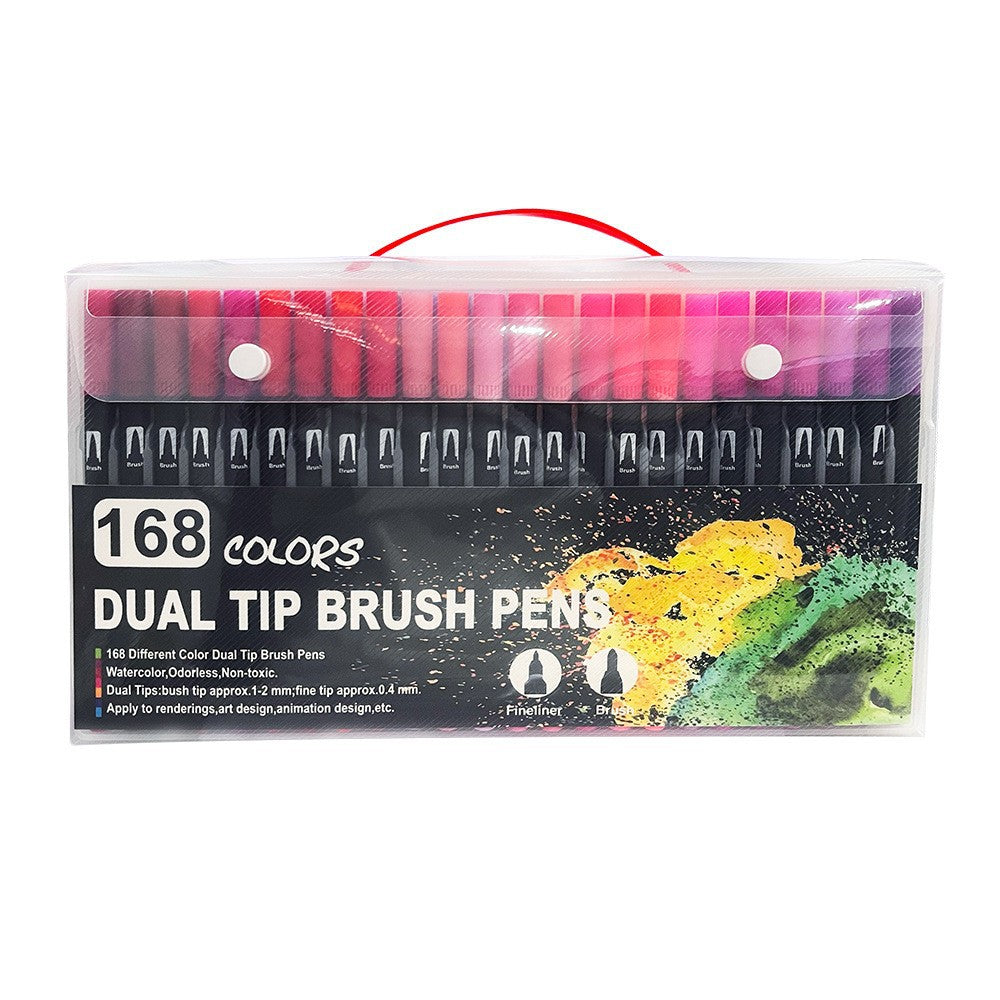 168-Color Dual-Head Brush and Fine Tip Marker Set - Vibrant Colors for Art and Craft Projects