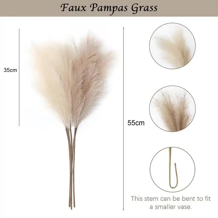 20 sticks Natural Milky white Pampas Grass Bouquet-21.65" Fluffy Dried Pampas for Home Decor and Events