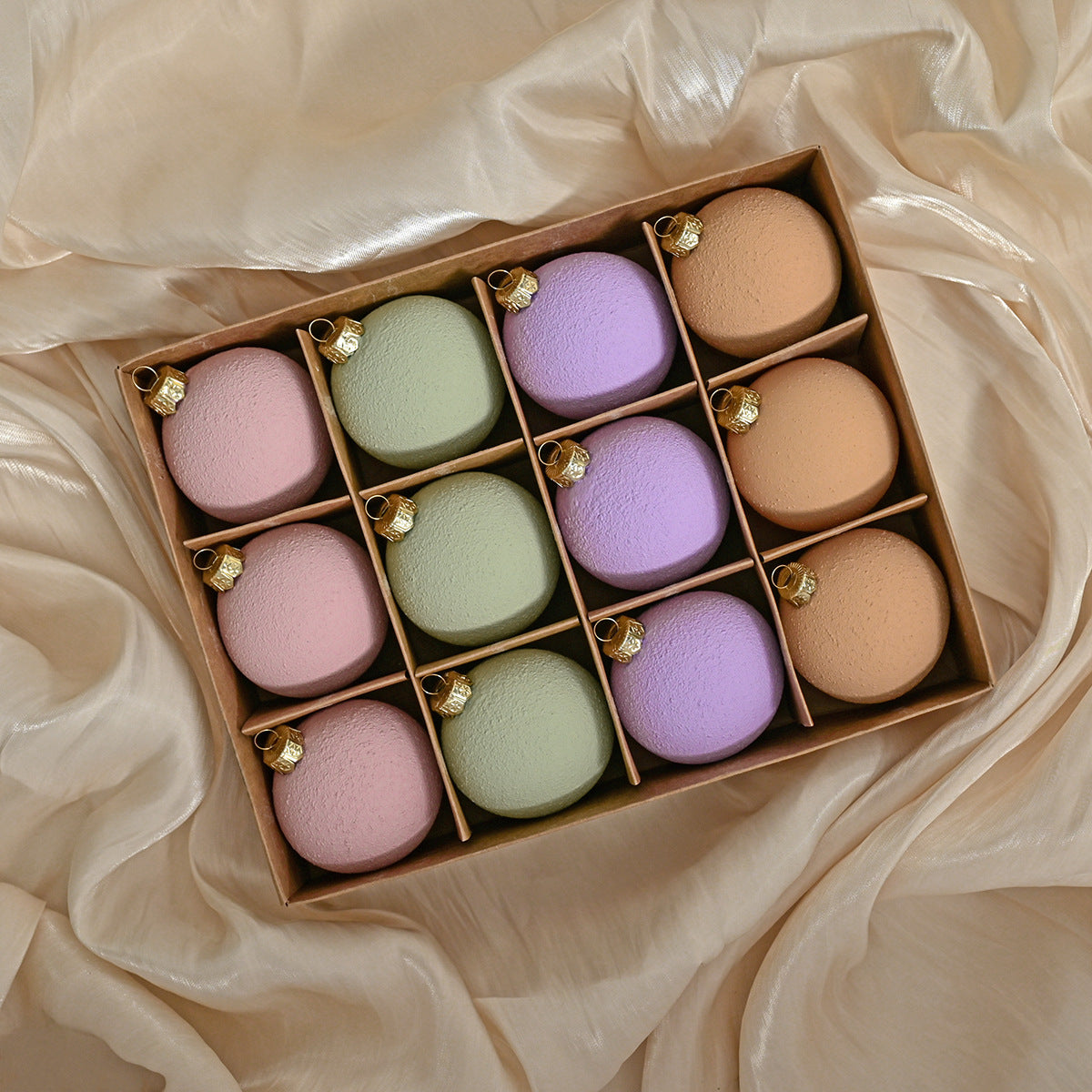 Set of 12 Matte Christmas Ornaments- Pastel Colored Shatterproof Baubles for Holiday Decor 6 cm