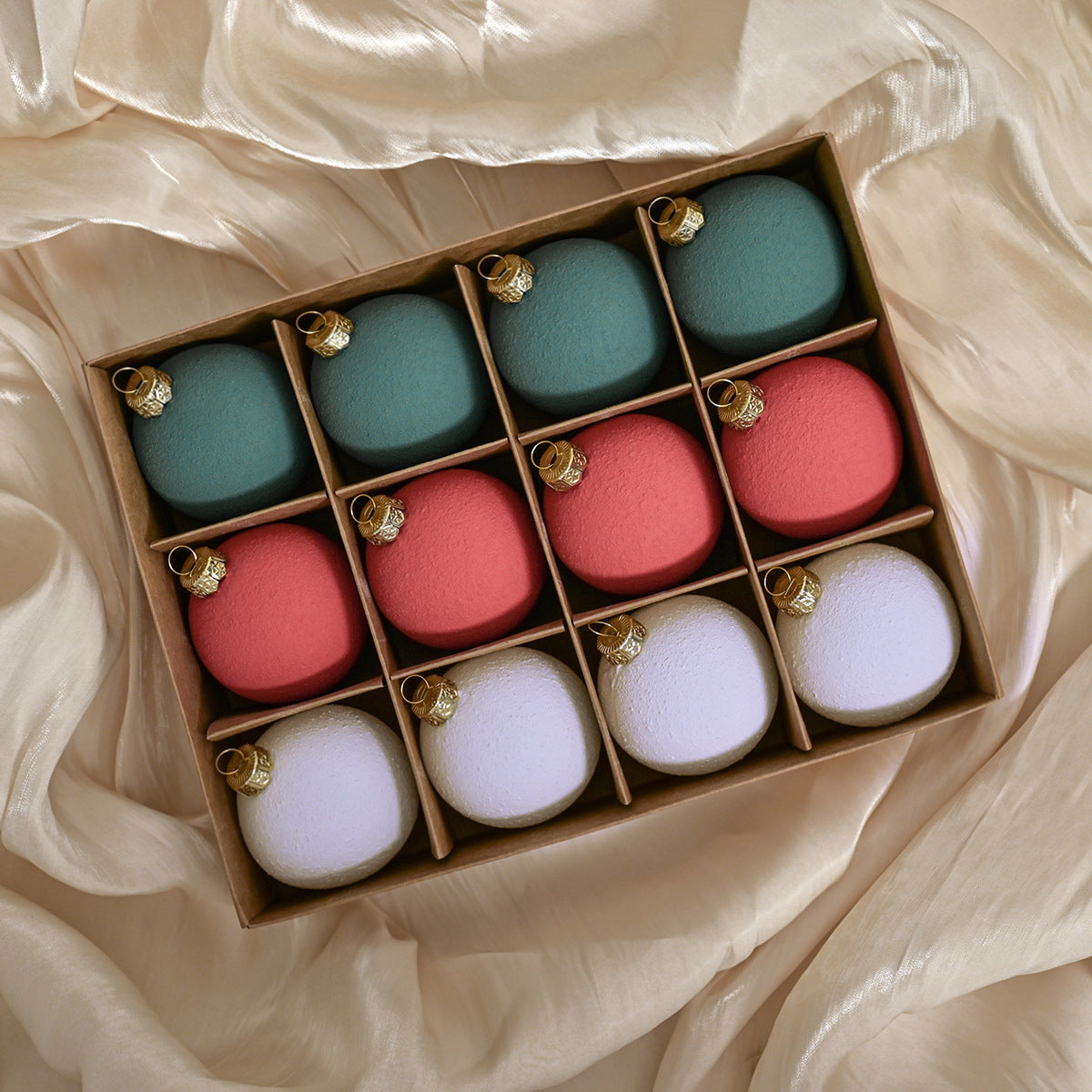 Set of 12 Matte Christmas Ornaments- Pastel Colored Shatterproof Baubles for Holiday Decor 6 cm