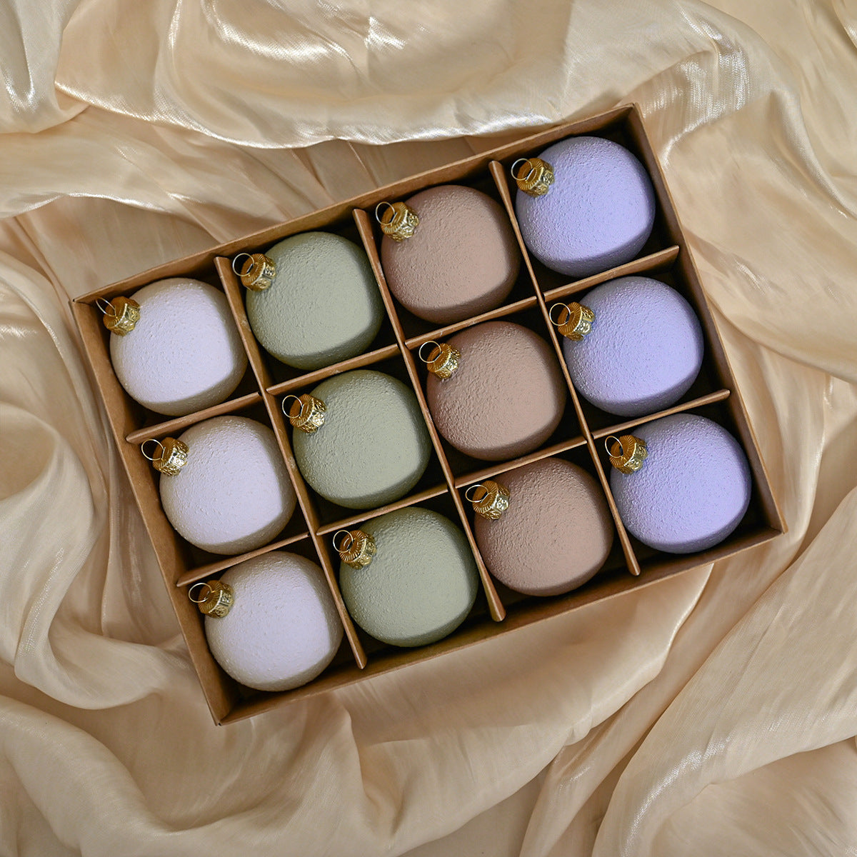 Set of 12 Matte Christmas Ornaments- Pastel Colored Shatterproof Baubles for Holiday Decor 6 cm