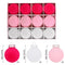 12-Piece Velvet Christmas Ornament Set - Classic Red, Pink, and White Baubles for Holiday Tree Decoration 6cm