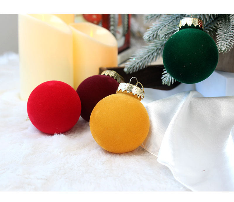 12-Piece Velvet Christmas Ornament Set - Classic Blue, Pink, and Yellow Baubles for Holiday Tree Decoration 6cm