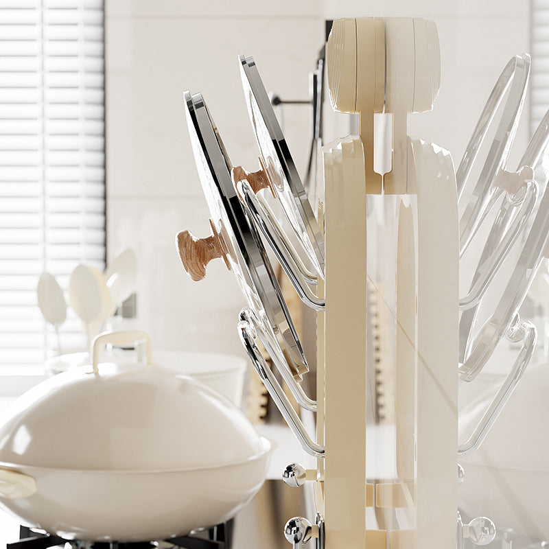 Wall-Mounted Pot Lid Organizer Rack - Kitchen Storage Holder with Adhesive Mount 31.5 x 20.8 x 3.5 cm