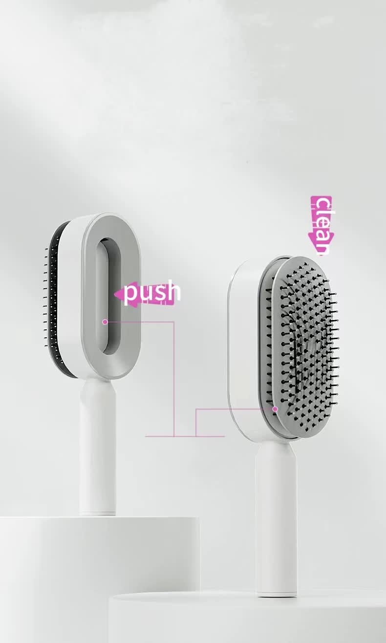 Self-Cleaning Hair Brush with One-Click Release | Massage Cushion Design, Anti-Frizz and Detangling Brush(red)