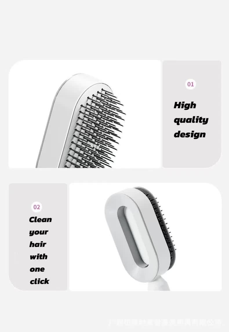 Self-Cleaning Hair Brush with One-Click Release | Massage Cushion Design, Anti-Frizz and Detangling Brush(red)