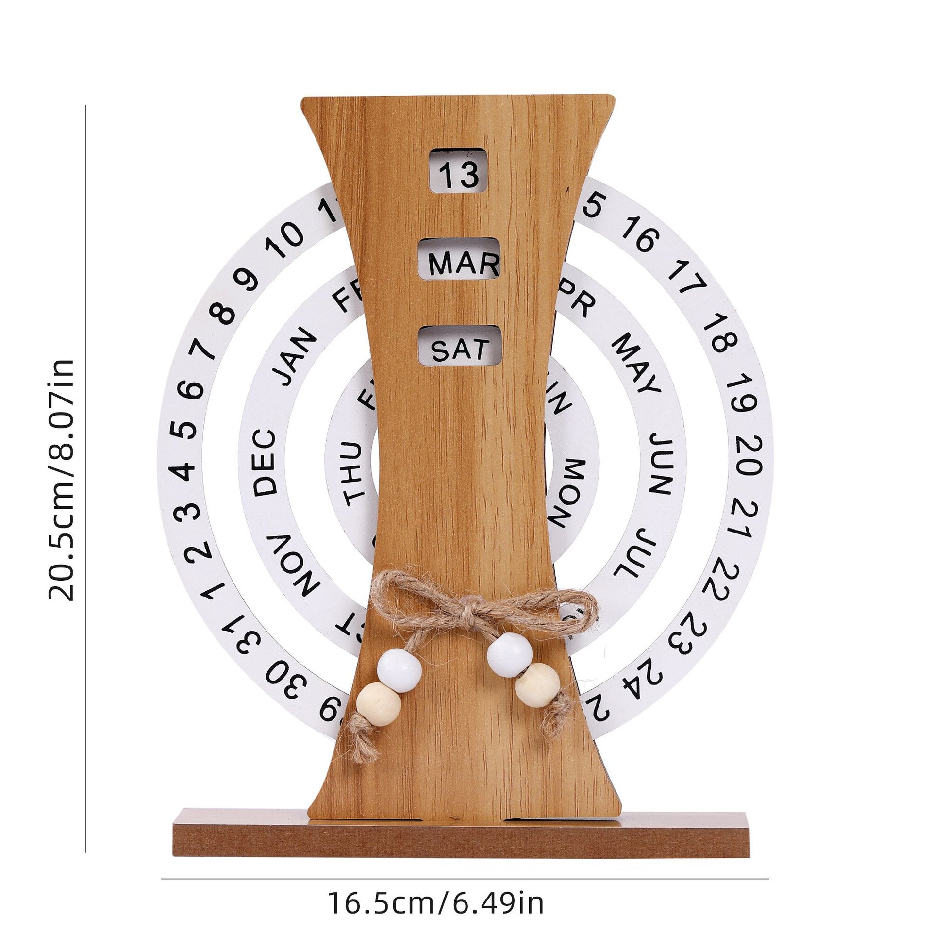 Rustic Perpetual Wooden Calendar | Decorative Home & Desk Accessory Ferris wheel shape