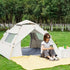 Beige 2 Person Lightweight Camping Tent 200*150*125cm | UV Protection Silver Coated, Dual Doors & Windows