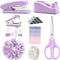 Lavender Office Stationery Set - 15-Piece Desk Organizer Kit with Stapler, Tape Dispenser, Scissors, and More TZ123