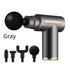 Compact Gray Massage Gun - Deep Tissue Muscle Massager with 4 Interchangeable Heads