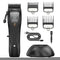 WL-1670 Black Professional Hair Clipper Set with Adjustable Guards - USB Rechargeable Trimmer with Charging Dock