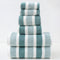 Luxury Cotton Green Wide Stripe Towel Set - 6 Piece Set 2 Hand Towels, 2 Bath Towels, 2 Washcloths, Ultra Soft and Absorbent