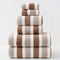 Luxury Cotton Brown Wide Stripe Towel Set - 6 Piece Set 2 Hand Towels, 2 Bath Towels, 2 Washcloths, Ultra Soft and Absorbent