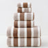 Luxury Cotton Brown Wide Stripe Towel Set - 6 Piece Set 2 Hand Towels, 2 Bath Towels, 2 Washcloths, Ultra Soft and Absorbent