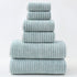 Luxury Cotton Striped Towel Set - 6 Piece Set 2 Hand Towels, 2 Bath Towels, 2 Washcloths, Ultra Soft and Absorbent  Green