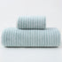 Luxury Cotton Striped Towel Set - 6 Piece Set 2 Hand Towels, 2 Bath Towels, 2 Washcloths, Ultra Soft and Absorbent  Green