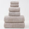 Luxury Cotton Striped Towel Set - 6 Piece Set 2 Hand Towels, 2 Bath Towels, 2 Washcloths, Ultra Soft and Absorbent  Brown