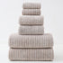 Luxury Cotton Striped Towel Set - 6 Piece Set 2 Hand Towels, 2 Bath Towels, 2 Washcloths, Ultra Soft and Absorbent  Brown