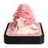 Pink Tree House 3D Paper Sculpture Night Light with Notepad, Black Base - Elegant Gift Set for Home and Office