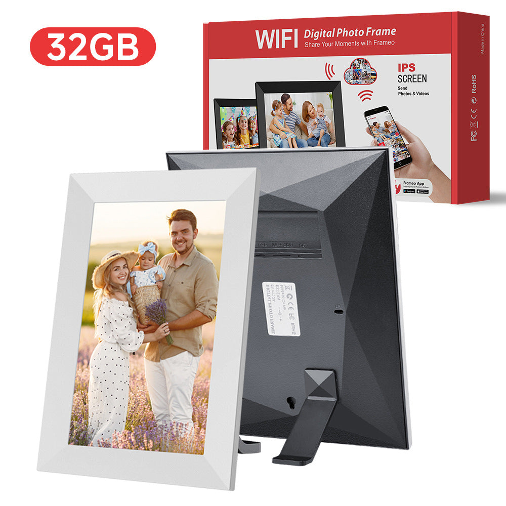 White 32GB Storage 10-Inch WiFi Digital Photo Frame | HD Display + Remote Photo/Video Sharing via App |