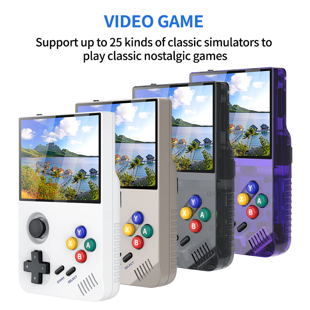 128G White MPOWN M19 Handheld Gaming Console - Retro Arcade & PSP Emulator, 3.5-Inch HD Screen, TV Connectivity, Portable 3D Gaming Device