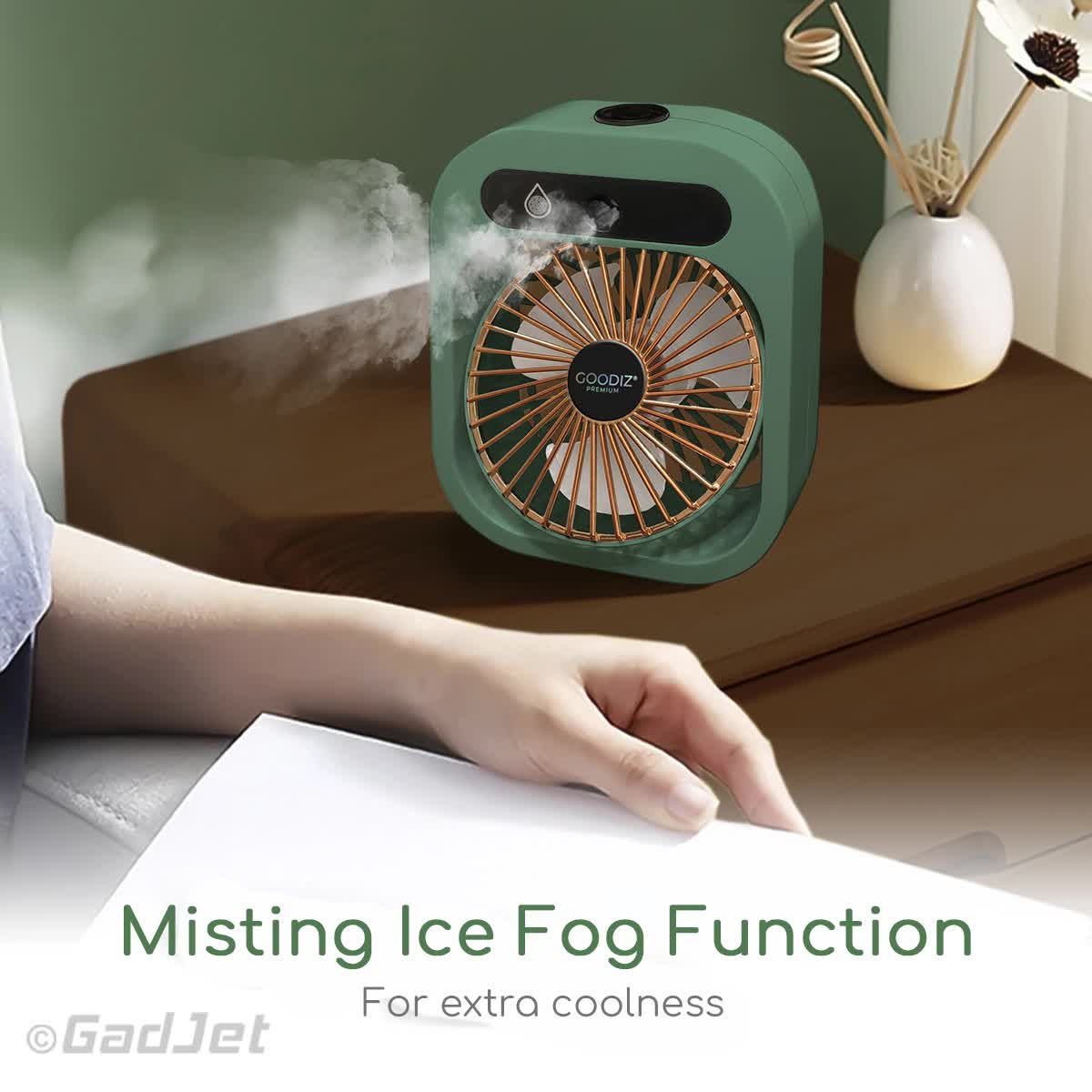 Blue color USB 2-in-1 Misting Fan & Humidifier â€“ Portable Cooling and Humidifying Solution