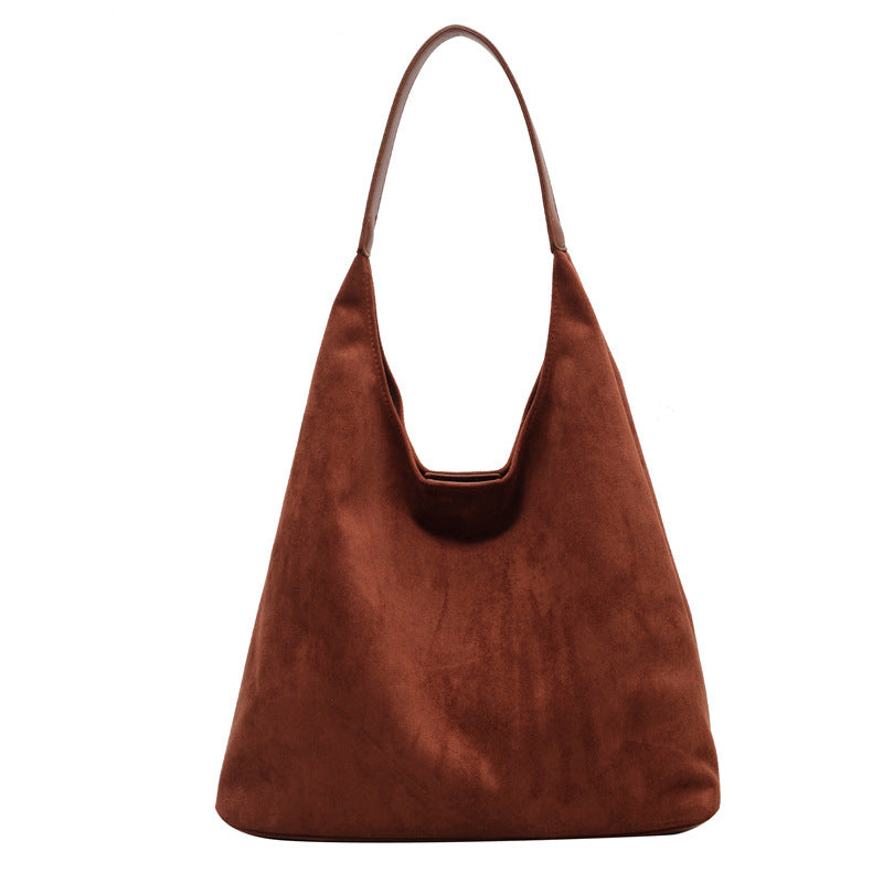 Minimalist Faux Suede Tote Bags - Soft Large Capacity Handbags for Everyday Use ( Brown)