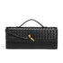 Black Luxury Woven PU Leather Clutch - Elegant Women's Evening Baguette Bag with Adjustable Shoulder Strap