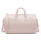 Pink PU Leather Travel Duffel Bag - Large Capacity Waterproof Suit Bag with Shoe Compartment