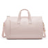 Pink PU Leather Travel Duffel Bag - Large Capacity Waterproof Suit Bag with Shoe Compartment