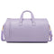 Purple PU Leather Travel Duffel Bag - Large Capacity Waterproof Suit Bag with Shoe Compartment