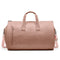 Champagne PU Leather Travel Duffel Bag - Large Capacity Waterproof Suit Bag with Shoe Compartment