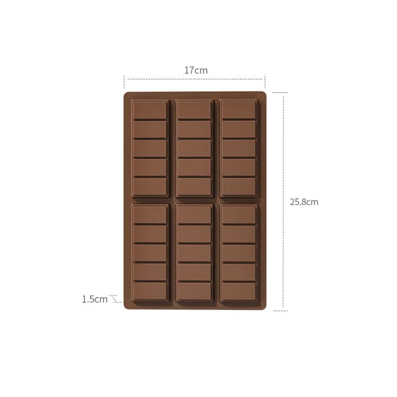 5 PCS YH913 Silicone Chocolate Bar Mold - BPA-Free, Heat-Resistant, Non-Stick Baking Tray, Measures 25.8 cm x 17 cm x 1.5 cm