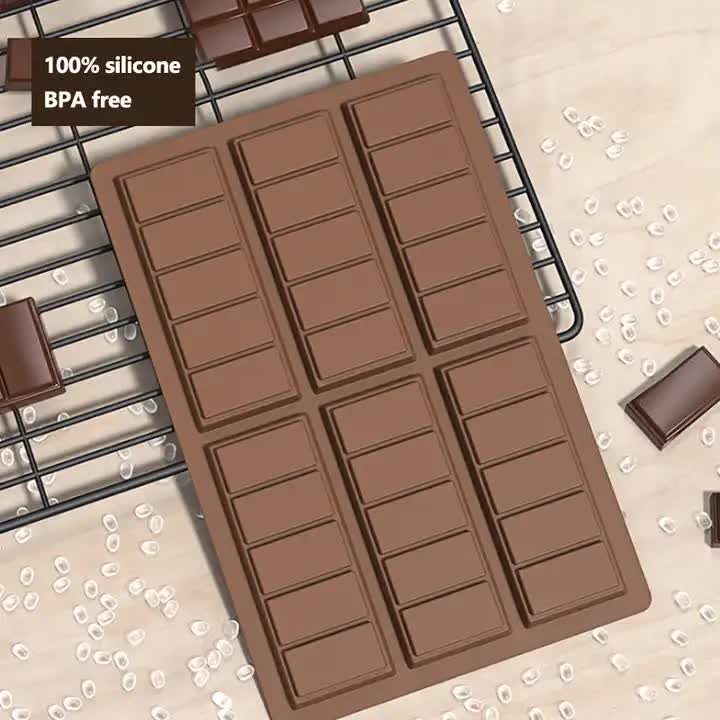 5 PCS YH913 Silicone Chocolate Bar Mold - BPA-Free, Heat-Resistant, Non-Stick Baking Tray, Measures 25.8 cm x 17 cm x 1.5 cm