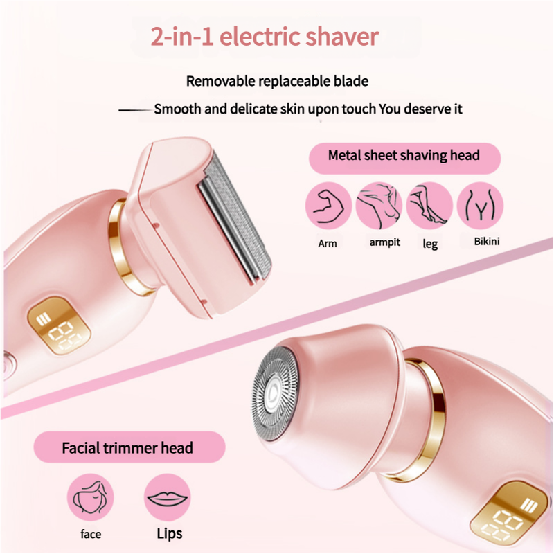 U34 White 2-in-1 Electric Razor for Women - Multifunctional Rechargeable Hair Removal Shaver