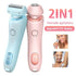 Blue 2-in-1 Electric Razor for Women - Multifunctional Rechargeable Hair Removal Shaver
