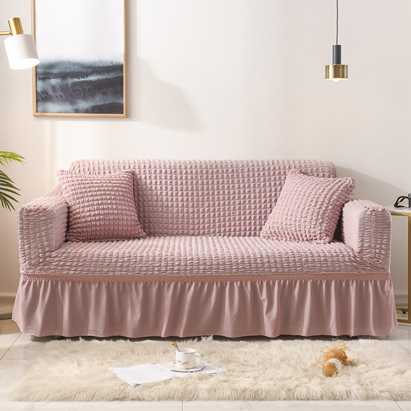 Elastic sofa cover-pink (305-360cm)