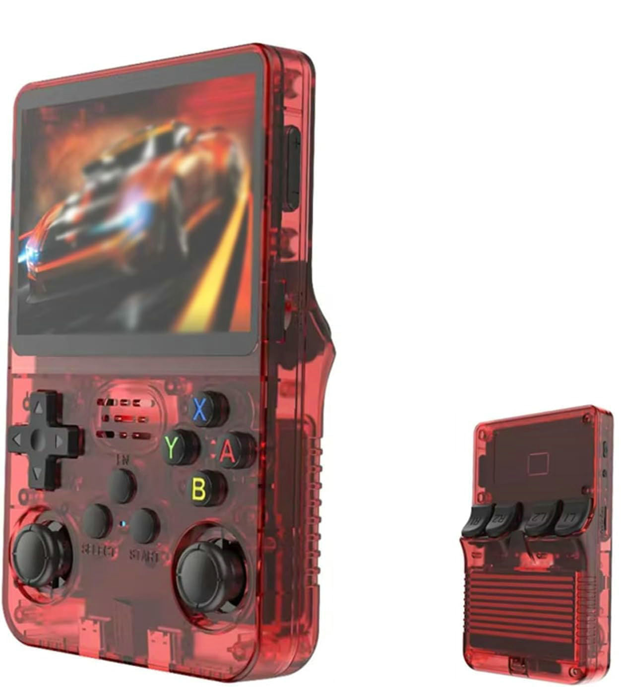 Red Retro Portable Gaming Console with 128GB, 1 Memory Card - 3D Games, HD Display, and Dual Joysticks