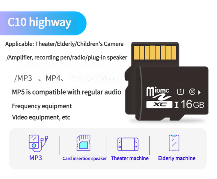 2PCS 16GB Micro SD Card C10 High-Speed Memory Card - Ideal for MP3 Players, Cameras, Radios, and More