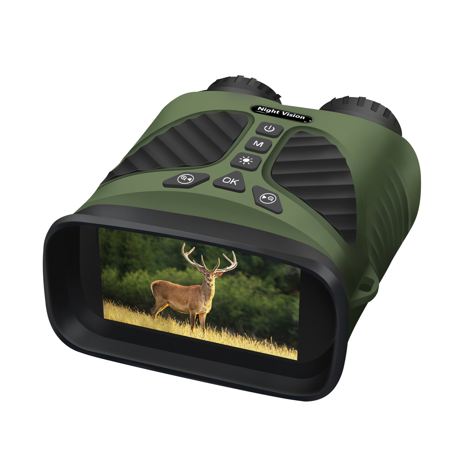 Green Digital Night Vision Binoculars - 3.0'' IPS Screen, 10X Optical Zoom, 2.5K Video Recording, Infrared for 300m Range