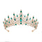 Luxury Full Rhinestone Bridal Tiara - Elegant Alloy Crown Hairband with 3A Grade Crystals  Green