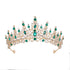 Luxury Full Rhinestone Bridal Tiara - Elegant Alloy Crown Hairband with 3A Grade Crystals  Green