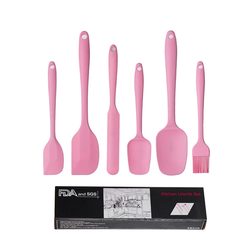 6-Piece Silicone Kitchen Utensil Set - Heat Resistant Baking Tools with Spatulas, Spoon, and Brush Pink2 set/ 12PCS