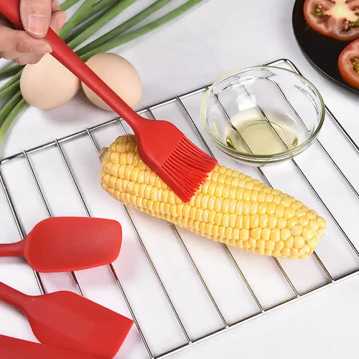 6-Piece Silicone Kitchen Utensil Set - Heat Resistant Baking Tools with Spatulas, Spoon, and Brush Black2 set/12PCS