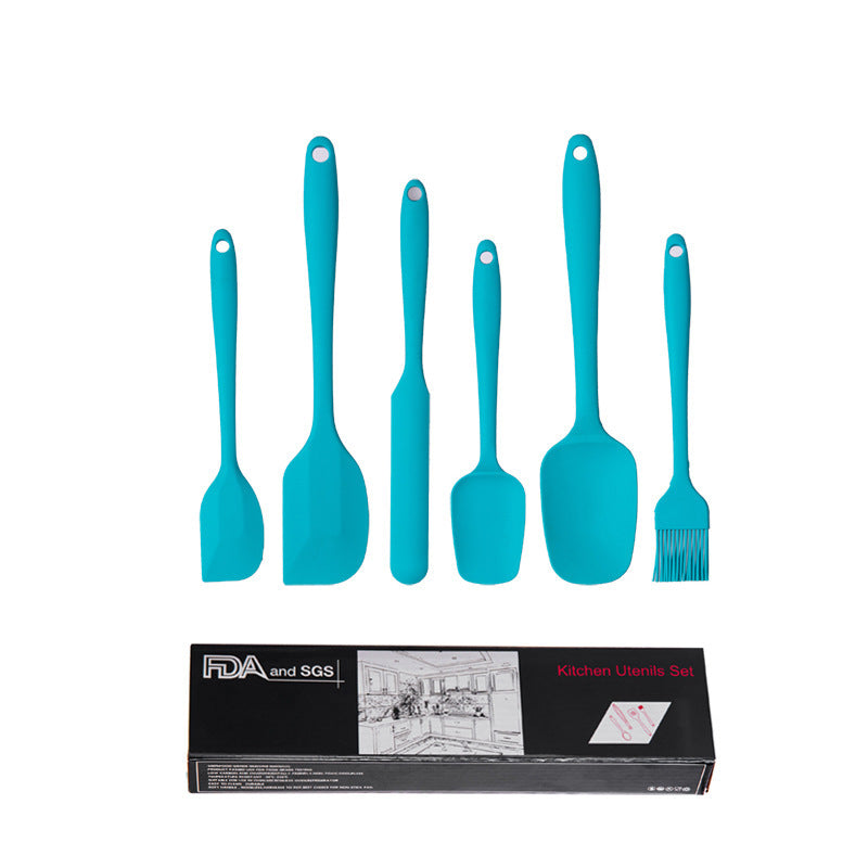 6-Piece Silicone Kitchen Utensil Set - Heat Resistant Baking Tools with Spatulas, Spoon, and Brush Blue2 set/12PCS