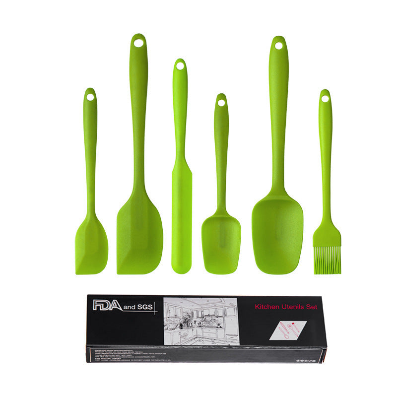 6-Piece Silicone Kitchen Utensil Set - Heat Resistant Baking Tools with Spatulas, Spoon, and Brush Green2 set/12PCS