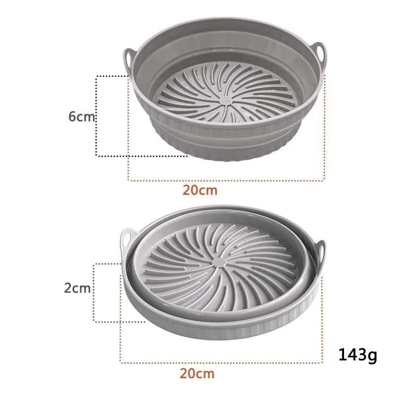 3D Round Air Fryer Silicone Liners - Food-Grade, Non-Stick, Reusable Basket Mats for Air Fryers, Ovens, and Microwaves 4 PCS Gray