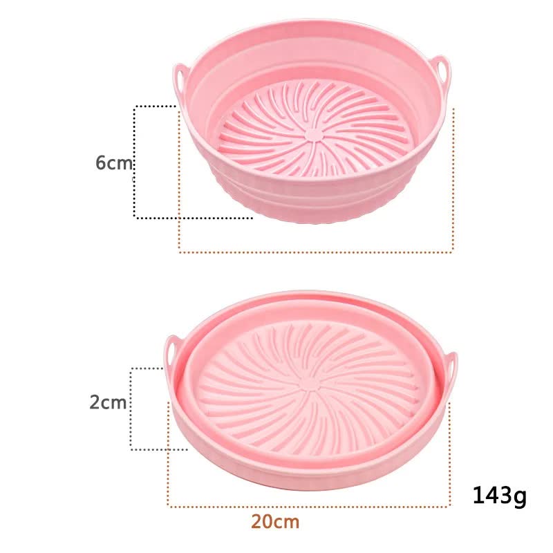 3D Round Air Fryer Silicone Liners - Food-Grade, Non-Stick, Reusable Basket Mats for Air Fryers, Ovens, and Microwaves 4 PCS Pink