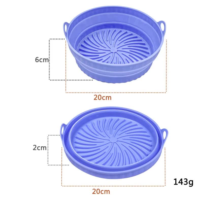 3D Round Air Fryer Silicone Liners - Food-Grade, Non-Stick, Reusable Basket Mats for Air Fryers, Ovens, and Microwaves 4 PCS Blue