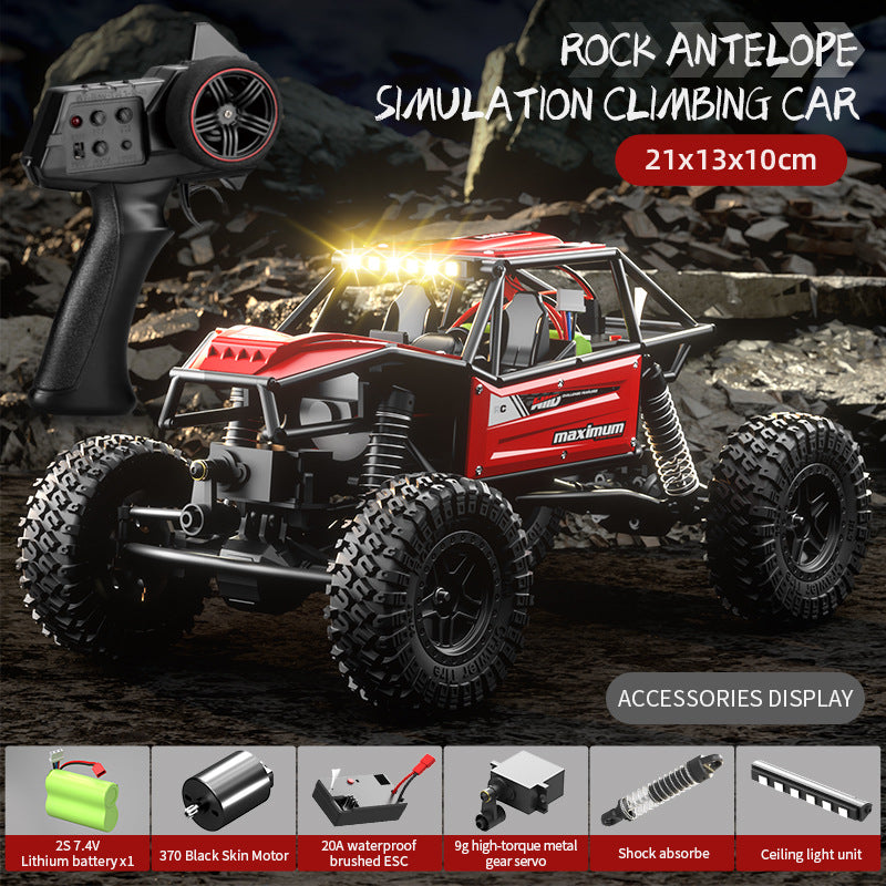 Rock Antelope RC Car - 2.4GHz Simulation Off-Road Climbing Vehicle with Rechargeable Battery Red